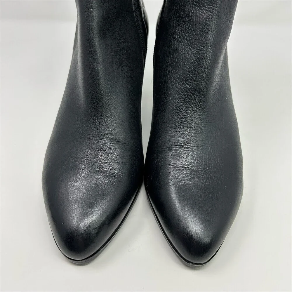 ECCO Womens Black Ankle Booties Quilted Zip Stiletto Heel Almond Toe Size 41